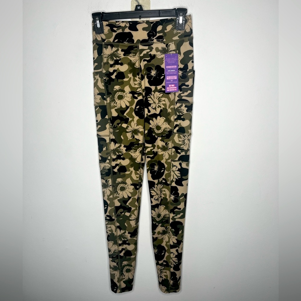 POP Fit Green Camo Print Leggings Small